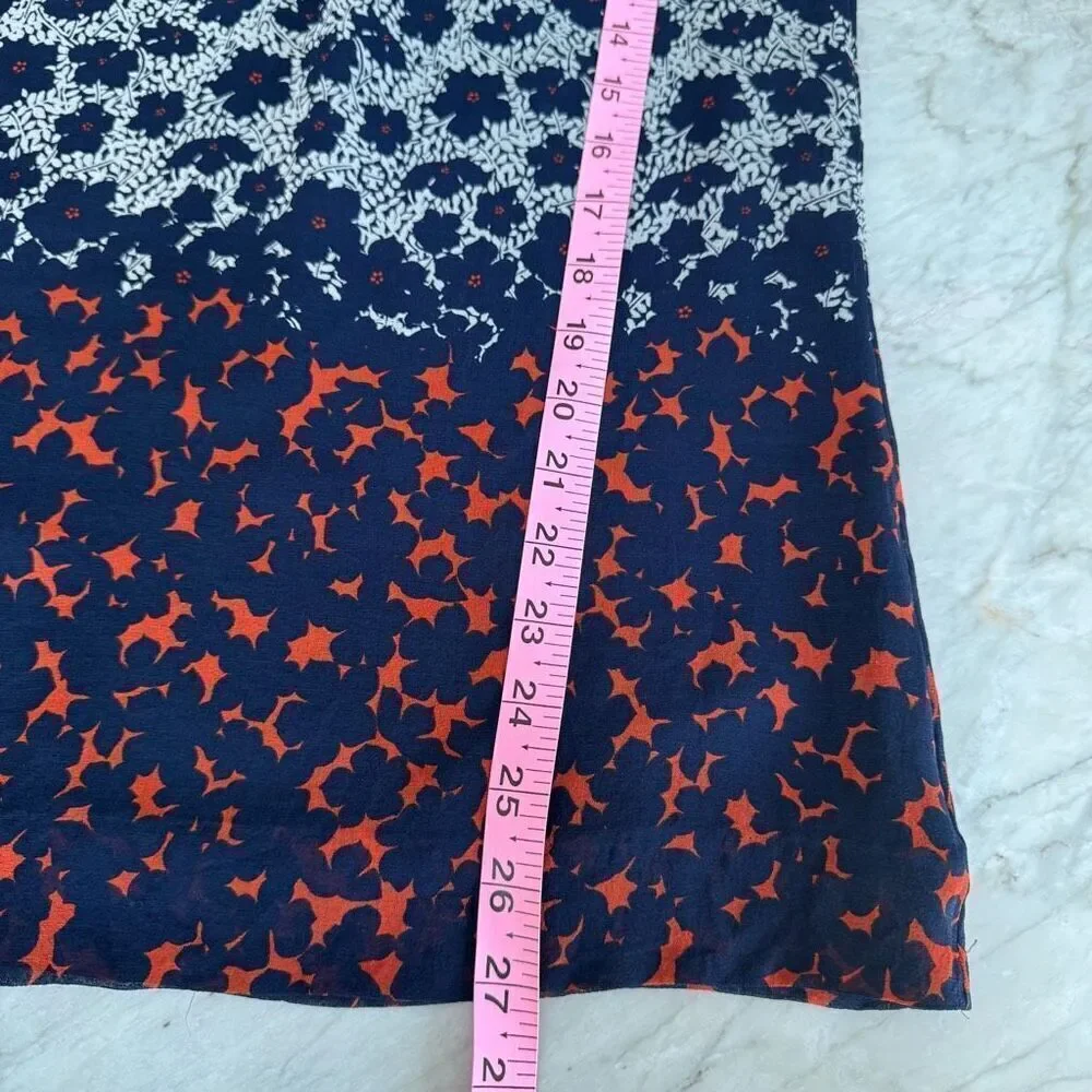 TORY BURCH 100% silk Floral Print blouse with Semi See Through Long Sleeve Sz 6